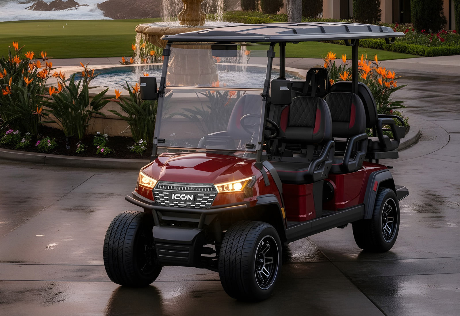 ICON i60X in Sangria color, fountain backdrop